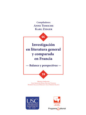 cover image of Investigación en literatura general y comparada en Francia